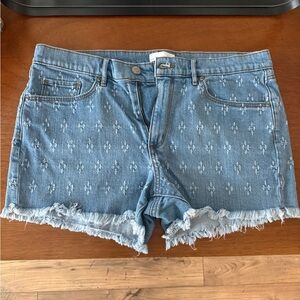 LOFT Light Blue Patterned Jean Shorts